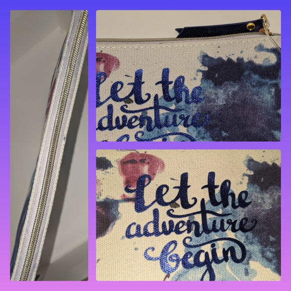 5/$25 "let the adventure begin" pencil makeup toiletries bag. New w tags tie dye - Picture 4 of 5
